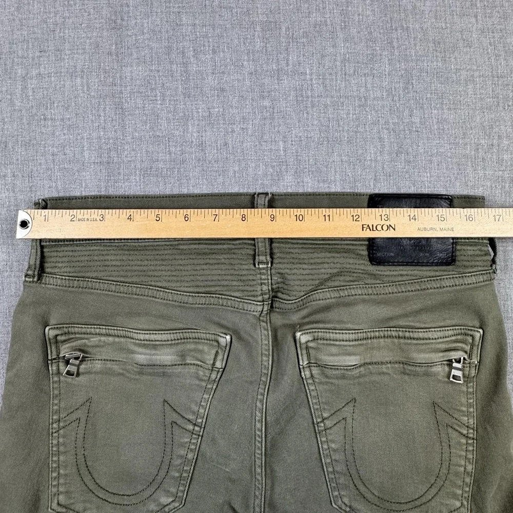 True Religion Rocco Moto SE Relaxed Skinny Jeans Mens 31 Green Denim